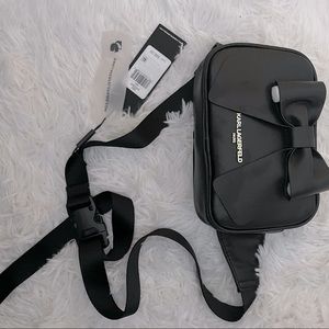 Karl Lagerfeld black cross waist bag